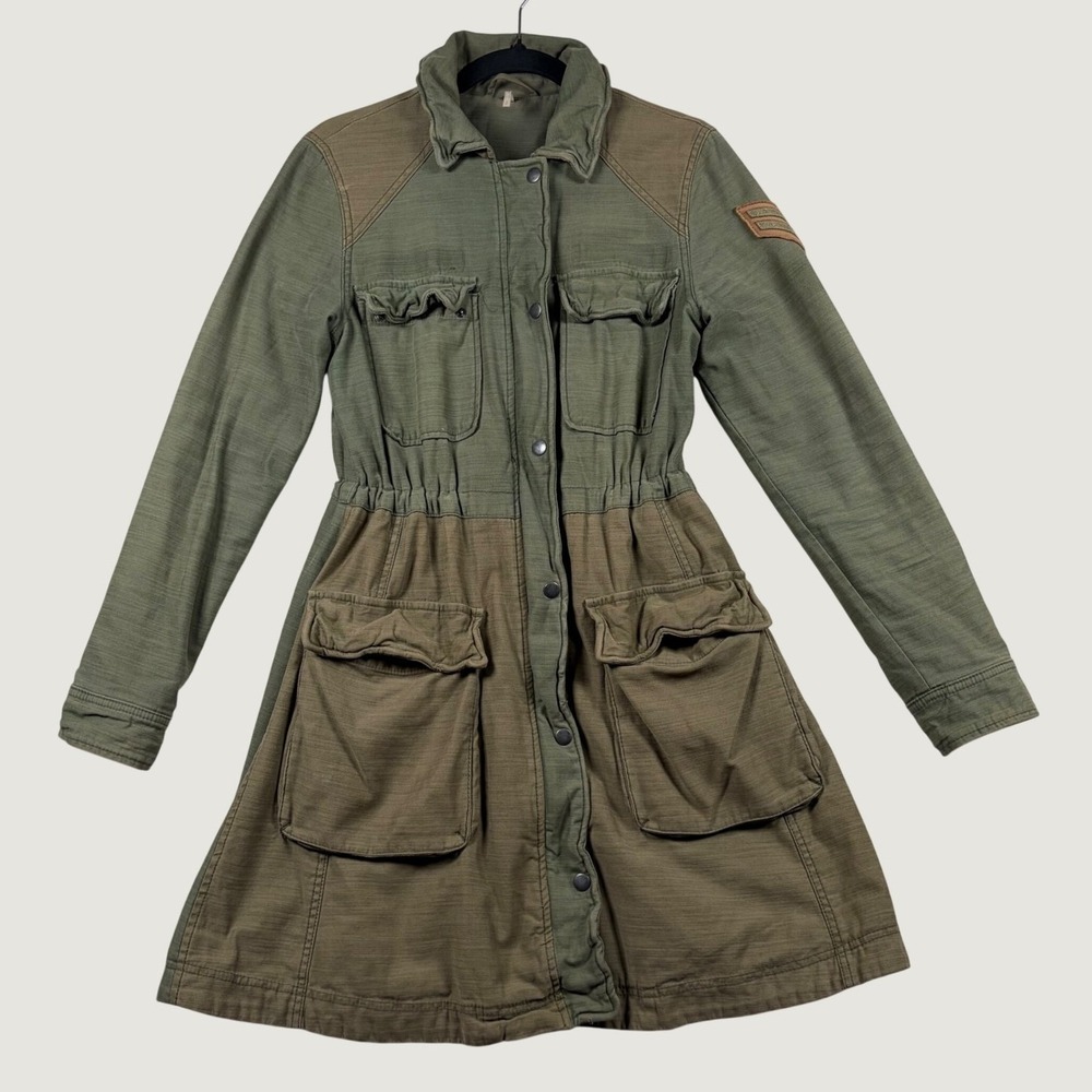 Free People Utility Jacket Womens Military Flannel Lined Field Coat S Green Boho